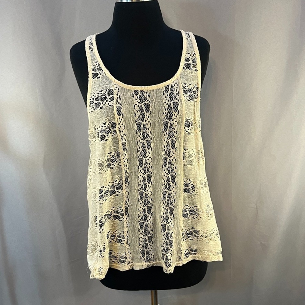 Women's Lace Sheer Boho Tank Top XS-L Summer Coverup Festival Fairy Romantic